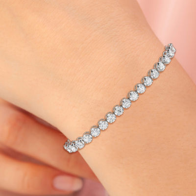 (F, Si1-Si2) Womens 5 CT. T.W. Lab Grown White Diamond Sterling Silver 7.5 Inch Tennis Bracelet
