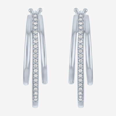 1/10 CT. T.W. Sterling Silver or 14K Gold Over Silver Diamond Multi Hoop Earrings