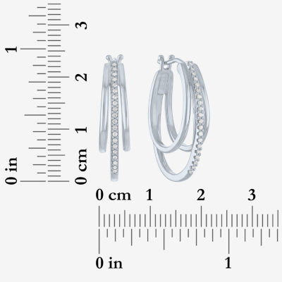 1/10 CT. T.W. Sterling Silver or 14K Gold Over Silver Diamond Multi Hoop Earrings