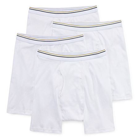 Stafford Mens 4 Pack Boxer Briefs, Large, White