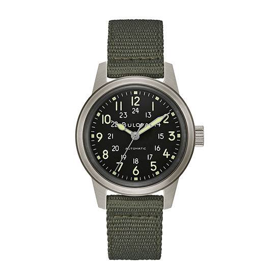 Bulova Military Mens Green Strap Watch 96a259 - JCPenney