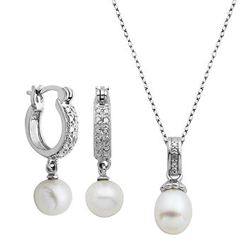 White Cultured Freshwater Pearl Earrings Sterling Silver White Cultured Freshwater Pearl Earrings Sterling Silver