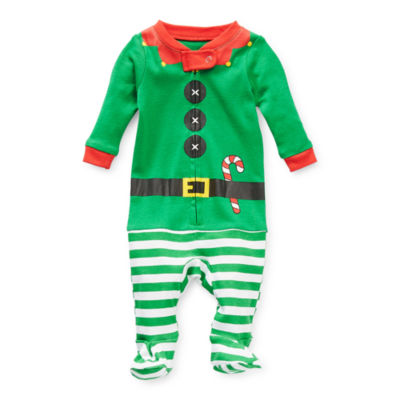 Secret Santa & Elf Family Matching Unisex Footed Pajamas Long Sleeve Crew Neck