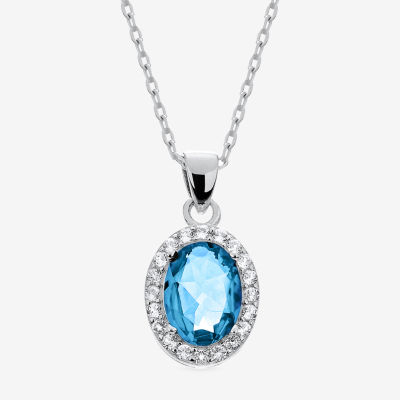 Womens Genuine Topaz Sterling Silver Pendant Necklace