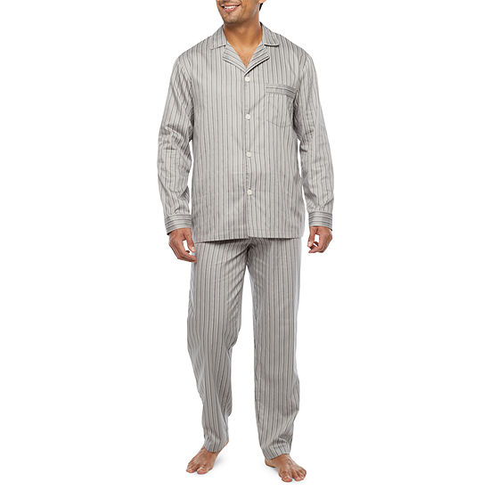 Stafford Sateen Mens 2-PC Long Sleeve Pant Pajama Set