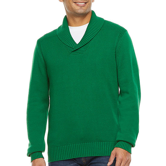 St. John's Bay Shawl Collar Mens Long Sleeve Pullover Sweater
