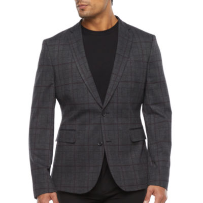 JF J.Ferrar Everyday 360 Mens Plaid Stretch Fabric Slim Fit Sport Coat