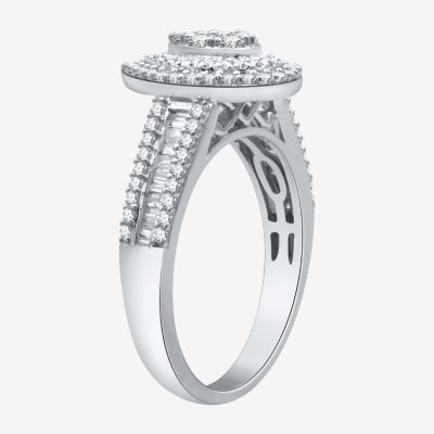 I Said Yes (H-I / I1) Womens 1 CT. T.W. Lab Grown White Diamond Sterling Silver or 14K Gold Over Silver Pear Side Stone Halo Bridal Set