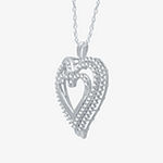 Womens 1 CT. T.W. Lab Grown Diamond 10K White Gold Heart Pendant Necklace