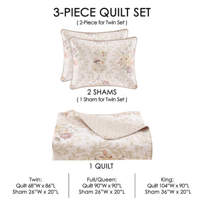 Royal Court Chardonnay Floral Quilt Set