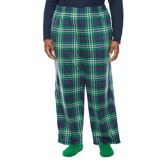 Sleep Chic Womens Plus Fleece Pajama Pants with Socks