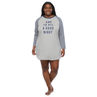 North Pole Trading Co. Celestial Winter Womens Long Sleeve Crew Neck Nightshirt