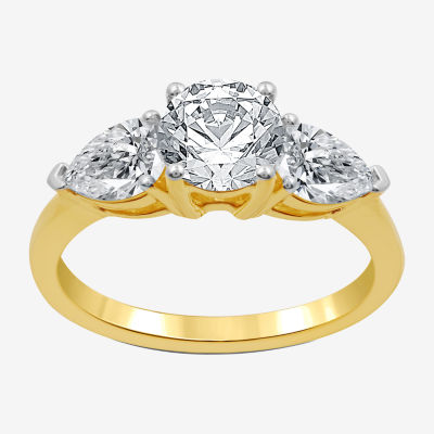 Signature By Modern Bride (H-I / Si1-Si2) Womens 2 1/4 CT. T.W. Lab Grown White Diamond 14K Gold Round 3-Stone Engagement Ring