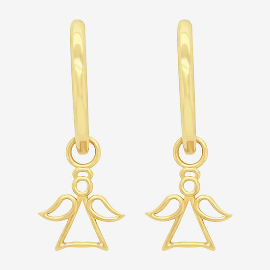 14K Gold 1/2 Inch Angel Hoop Earrings