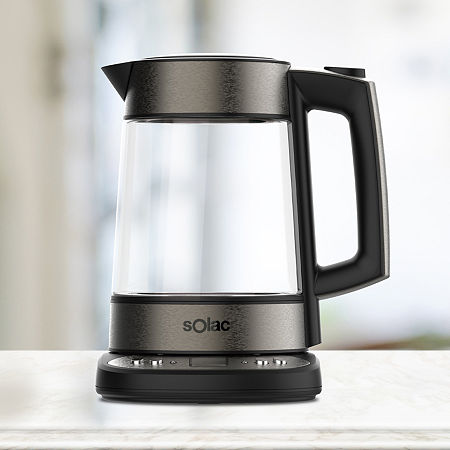 SOLAC AROA PREMIUM Adjustable Temperature Cordless Glass Kettle, One Size, Stainless Steel