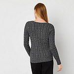 St. John's Bay Womens V Neck Long Sleeve Pullover Sweater