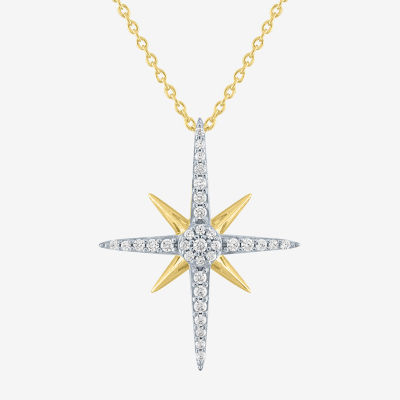 Diamond Addiction (G-H / Si2-I1) North Star Womens 1/4 CT. T.W. Lab Grown White Diamond 10K Gold Star 18 Inch Pendant Necklace
