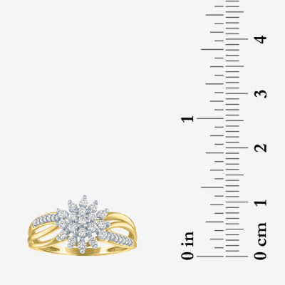 (G-H / Si2-I1) Womens 1/3 CT. T.W. Lab Grown White Diamond 10K Gold Cluster Cocktail Ring