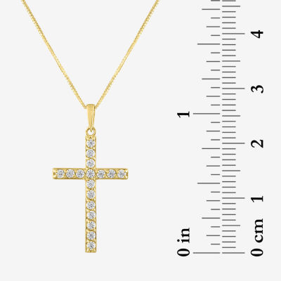 G-H / Si2-I1) Womens 1/ CT. T.W. Lab Grown White Diamond 10K Gold Cross Pendant Necklace