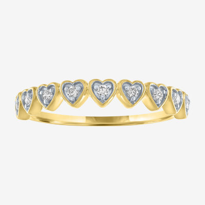 (G-H / Si2-I1) 1/10 CT. T.W. Lab Grown White Diamond 10K Gold Heart Wedding Band