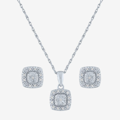 Yes, Please! Mined White Diamond Sterling Silver Cushion 2-pc. Jewelry Set