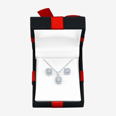 Yes, Please! Womens Natural White Diamond Sterling Silver Cushion 2-pc. Jewelry Set