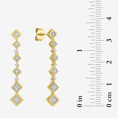 (G-H / Si2-I1) 1/10 CT. T.W. Lab Grown White Diamond 14K Gold Over Silver Sterling Silver Drop Earrings