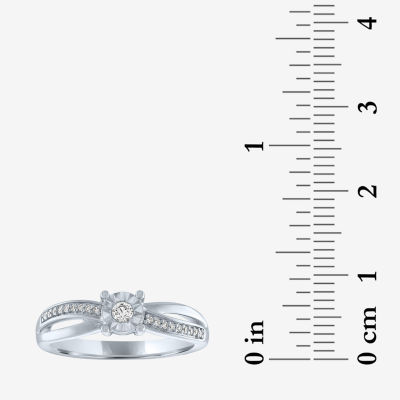 (G-H / Si2-I1) Womens 1/10 CT. T.W. Lab Grown Diamond Sterling Silver Infinity Round Side Stone Cocktail Ring