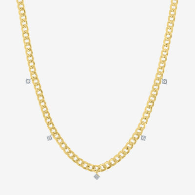 Diamond Addiction (G-H / Si2-I1) 14K Gold Over Silver Sterling Silver 18 Inch Cuban Chain Necklace