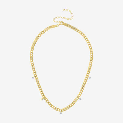 Diamond Addiction (G-H / Si2-I1) 14K Gold Over Silver Sterling Silver 18 Inch Cuban Chain Necklace