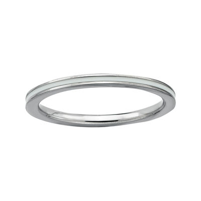 Personally Stackable Sterling Silver White Enamel Ring - JCPenney