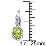 Diamond Accent Genuine Green Peridot 14K Gold Drop Earrings
