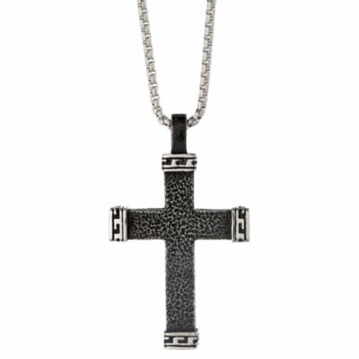 Mens Stainless Steel Cross Pendant Necklace