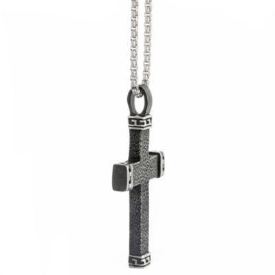 Mens Stainless Steel Cross Pendant Necklace