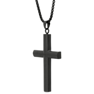 Mens Stainless Steel Cross 24 Inch Pendant Necklace
