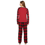 North Pole Trading Co. Red Buffalo Womens Crew Neck Long Sleeve 2-pc. Pant Pajama Set