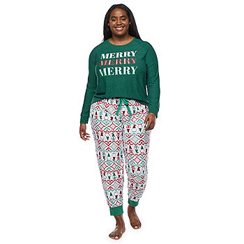 Family Pajamas Matching Women's Plus Merry Family Pajama Set