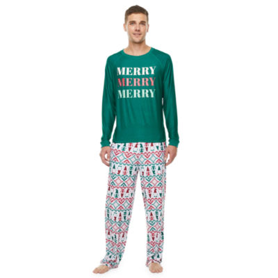 Jaclyn Gnome Family Matching Pajamas Mens Crew Neck Long Sleeve 2-pc. Pant Pajama Set