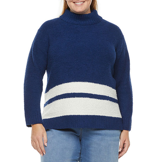 St. John's Bay Plus Womens Mock Neck Long Sleeve Pullover Sweater