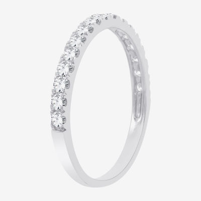 Womens 1/2 CT. T.W. Natural White Diamond 10K White Gold Wedding Band