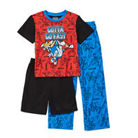 Little & Big Boys 3-pc. Sonic the Hedgehog Pajama Set, 4, Black