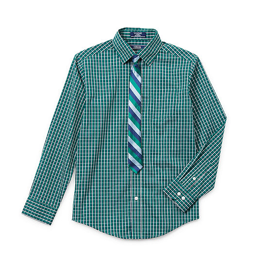 IZOD Little & Big Boys Point Collar Long Sleeve Stretch Fabric Shirt + Tie Set