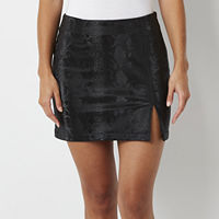 Juicy By Juicy Couture Womens A-Line PU Leather Skirt, Large , Black