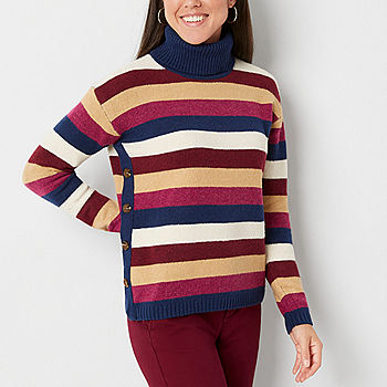 St. John's Bay Womens Turtleneck Long Sleeve Pullover Sweater With Button  Side Detail - JCPenney