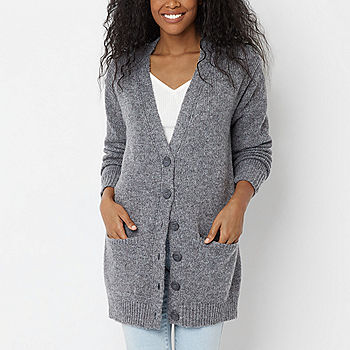 a.n.a Womens V Neck Long Sleeve Button Cardigan - JCPenney