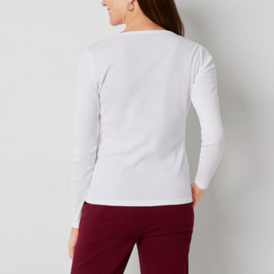 St. John's Bay Womens Crew Neck Long Sleeve T-Shirt