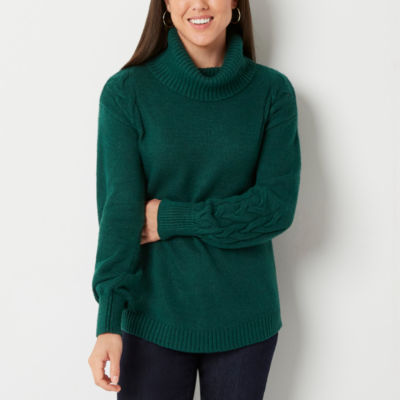 St. John's Bay Womens Cowl Neck Long Sleeve Pullover Sweater, Color: Plaza  Green - JCPenney