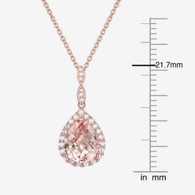 Yes, Please! Womens Lab Created Pink Sapphire 14K Rose Gold Over Silver Sterling Silver Pear Pendant Necklace