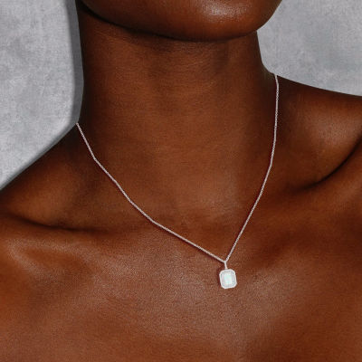 Yes, Please! Womens Lab Created White Opal Sterling Silver Pendant Necklace