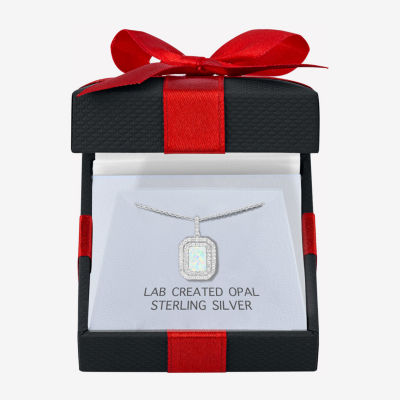 Yes Womens Lab Created White Opal Sterling Silver 18 Inch Pendant Necklace